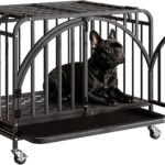Heavy Duty Metal Dog Crate, 30″ Indestructible Dog Kennel for High Anxiety Dogs, with Lockable Caster Wheels & Removable Tray, Dog Cage for Medium Dogs