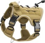 Heavy-Duty Tactical Dog Harness for Large Dogs, No Pull Adjustable Reflective Pet Vest with Molle System, K9 Military-Grade Control for Service Training, Outdoor & 10+ Breeds, Khaki, Small