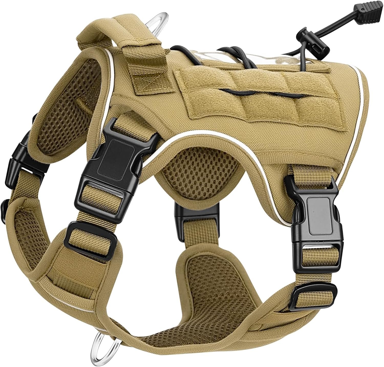 Heavy-Duty Tactical Dog Harness for Large Dogs, No Pull Adjustable Reflective Pet Vest with Molle System, K9 Military-Grade Control for Service Training, Outdoor & 10+ Breeds, Khaki, Small Heavy-Duty Tactical Dog Harness for Large Dogs, No Pull Adjustable Reflective Pet Vest with Molle System, K9 Military-Grade Control for Service Training, Outdoor & 10+ Breeds, Khaki, Small