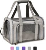 Henkelion Cat Carriers Dog Carrier Pet Carrier For Small / Medium Cats Dogs Puppies (Up To 15lbs), TSA Airline Approved Small Dog Carrier Soft Sided, Collapsible Waterproof Travel Puppy Carrier - Grey
