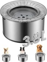 Heouvo 1 Gallon No Spill Dog Water Bowl with Slow Drink Floating Disk(Gray)