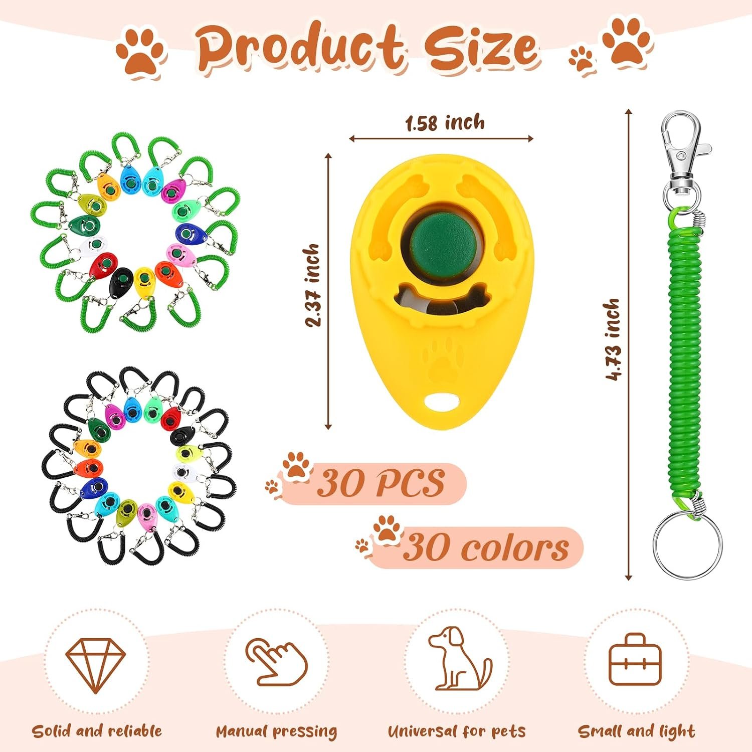Hiboom 30 Pcs Dog Training Clicker Bulk Colorful Pet Training Clicker Cat Animal Trainer Clicker with Wrist Strap for Pet Dog Cat Horse Bird Behavioral Trainer Accessories (30 Color) - Image 2