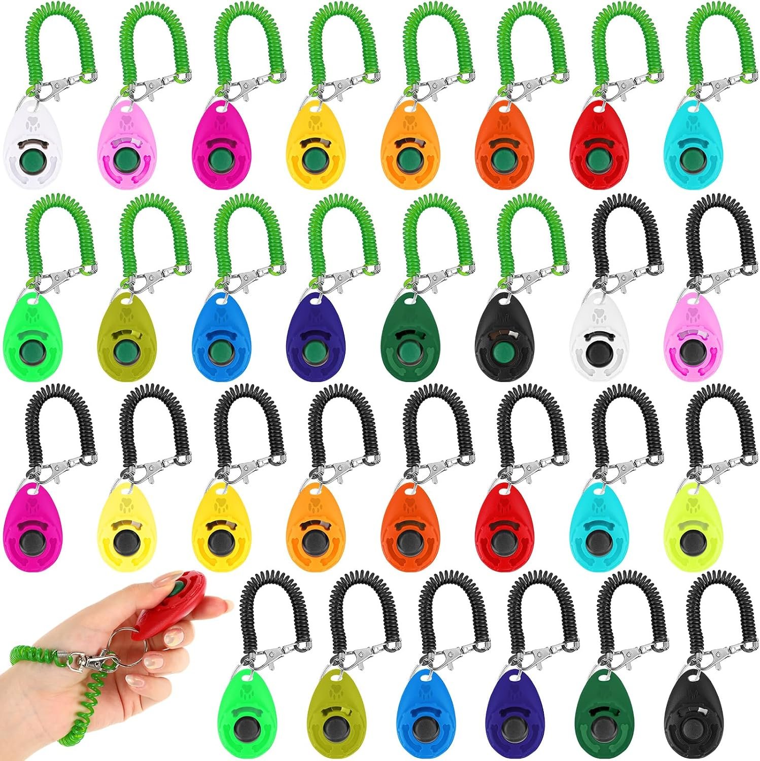 Hiboom 30 Pcs Dog Training Clicker Bulk Colorful Pet Training Clicker Cat Animal Trainer Clicker with Wrist Strap for Pet Dog Cat Horse Bird Behavioral Trainer Accessories (30 Color) Hiboom 30 Pcs Dog Training Clicker Bulk Colorful Pet Training Clicker Cat Animal Trainer Clicker with Wrist Strap for Pet Dog Cat Horse Bird Behavioral Trainer Accessories (30 Color)