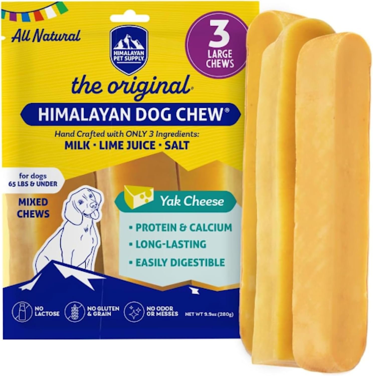 Himalayan Dog Chew, The Original Yak Cheese Dog Chews, 3 Large/XL Yak Chews Himalayan Dog Chew, The Original Yak Cheese Dog Chews, 3 Large/XL Yak Chews