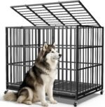 Hiwokk 54 Inch Heavy Duty Dog Crate, Indestructible Kennel for XLarge Dogs