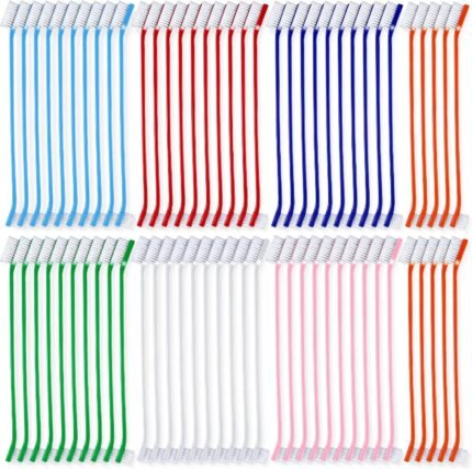 Honeydak 70 Pcs Dog Tooth Brush Dual Headed Pet Toothbrush, Colorful