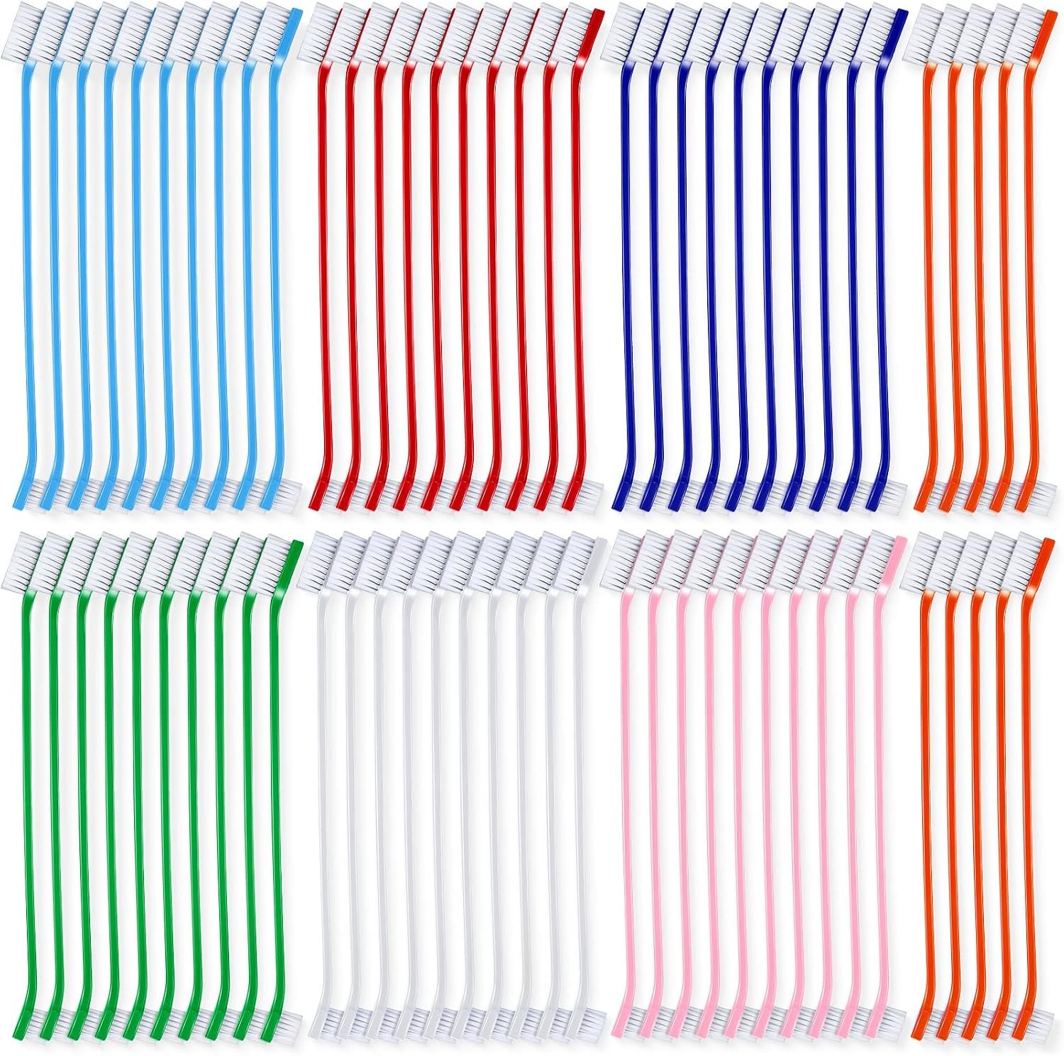 Honeydak 70 Pcs Dog Tooth Brush Dual Headed Pet Toothbrush, Colorful Honeydak 70 Pcs Dog Tooth Brush Dual Headed Pet Toothbrush, Colorful