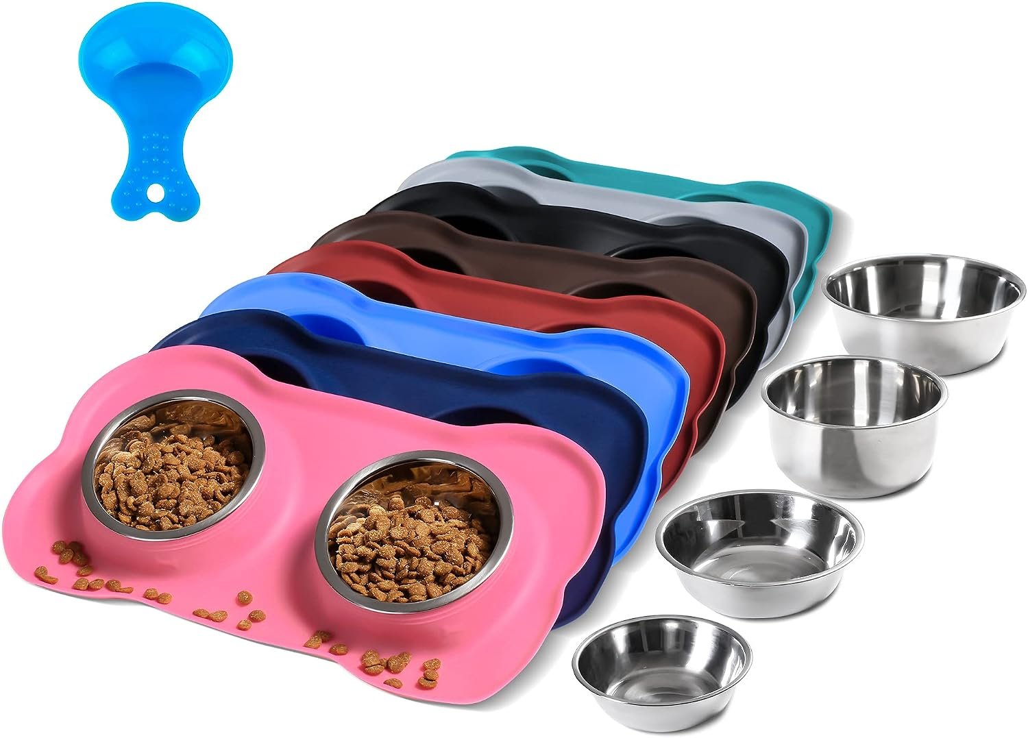 Hubulk Pet Dog Bowls 2 Stainless Steel Dog Bowl with No Spill Non-Skid Silicone Mat + Pet Food Scoop Water and Food Feeder Bowls for Feeding Small Medium Large Dogs Cats Puppies (S, Pink) Hubulk Pet Dog Bowls 2 Stainless Steel Dog Bowl with No Spill Non-Skid Silicone Mat + Pet Food Scoop Water and Food Feeder Bowls for Feeding Small Medium Large Dogs Cats Puppies (S, Pink)