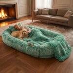 Human Dog Bed, Oversized Plush Lounger Bed with Plump Pillow and Blanket