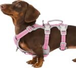 Huntboo No Escape Dog Harness, Escape Proof Harness, Fully Reflective Harness with Padded Handle, Breathable,Durable, Adjustable Vest for Small Dogs Walking, Training, and Running Gear（Pink,S