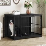Hzuaneri 44.1" XL Dog Crate Furniture Indoor Dog Kennel with Barn Door