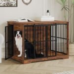 Hzuaneri 44.1 in XL Dog Crate Furniture Indoor Dog Kennel with Barn Door