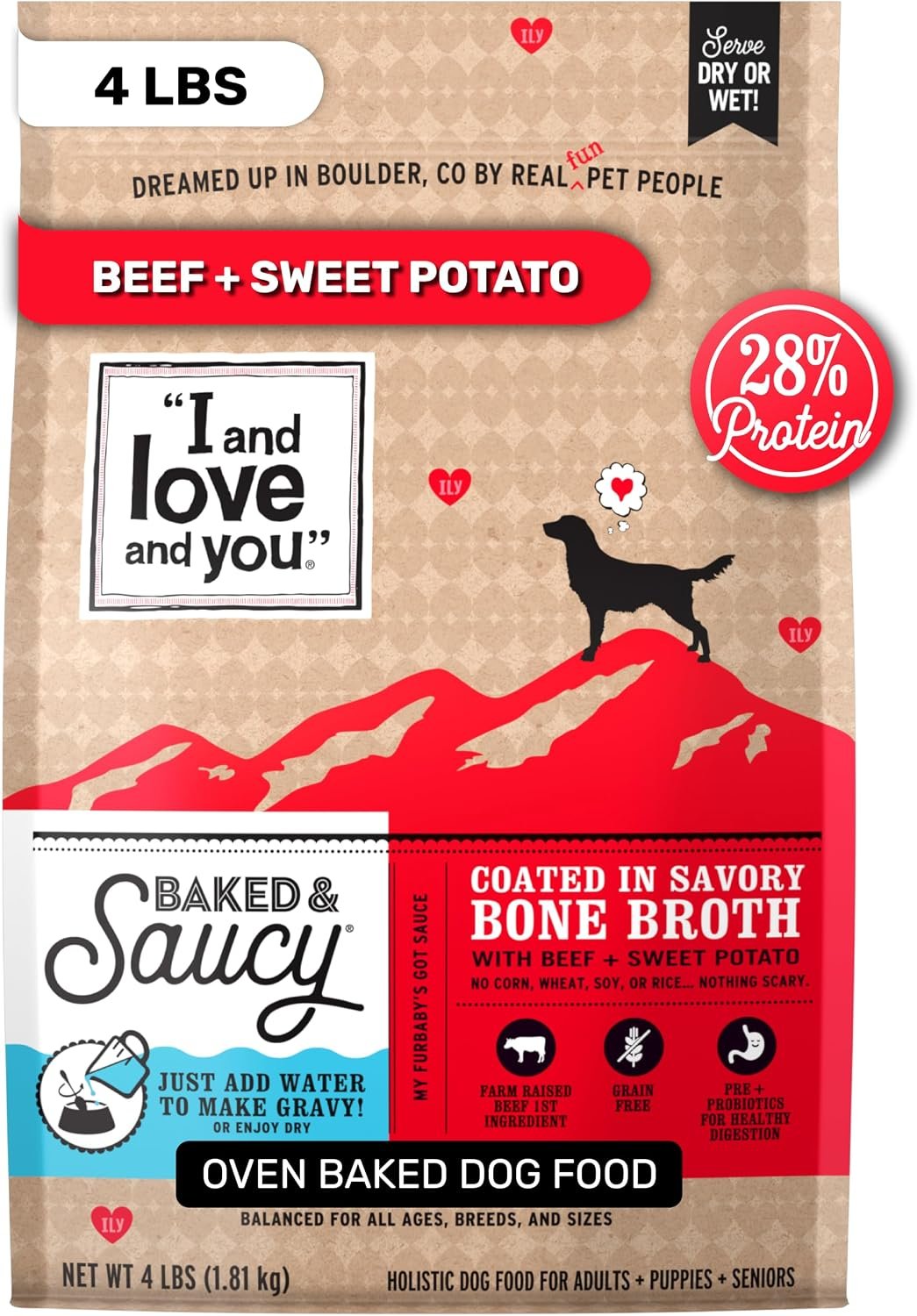 I and Love and You Baked & Saucy Dry Dog Food, Beef & Sweet Potato | 4lb I and Love and You Baked & Saucy Dry Dog Food, Beef & Sweet Potato | 4lb