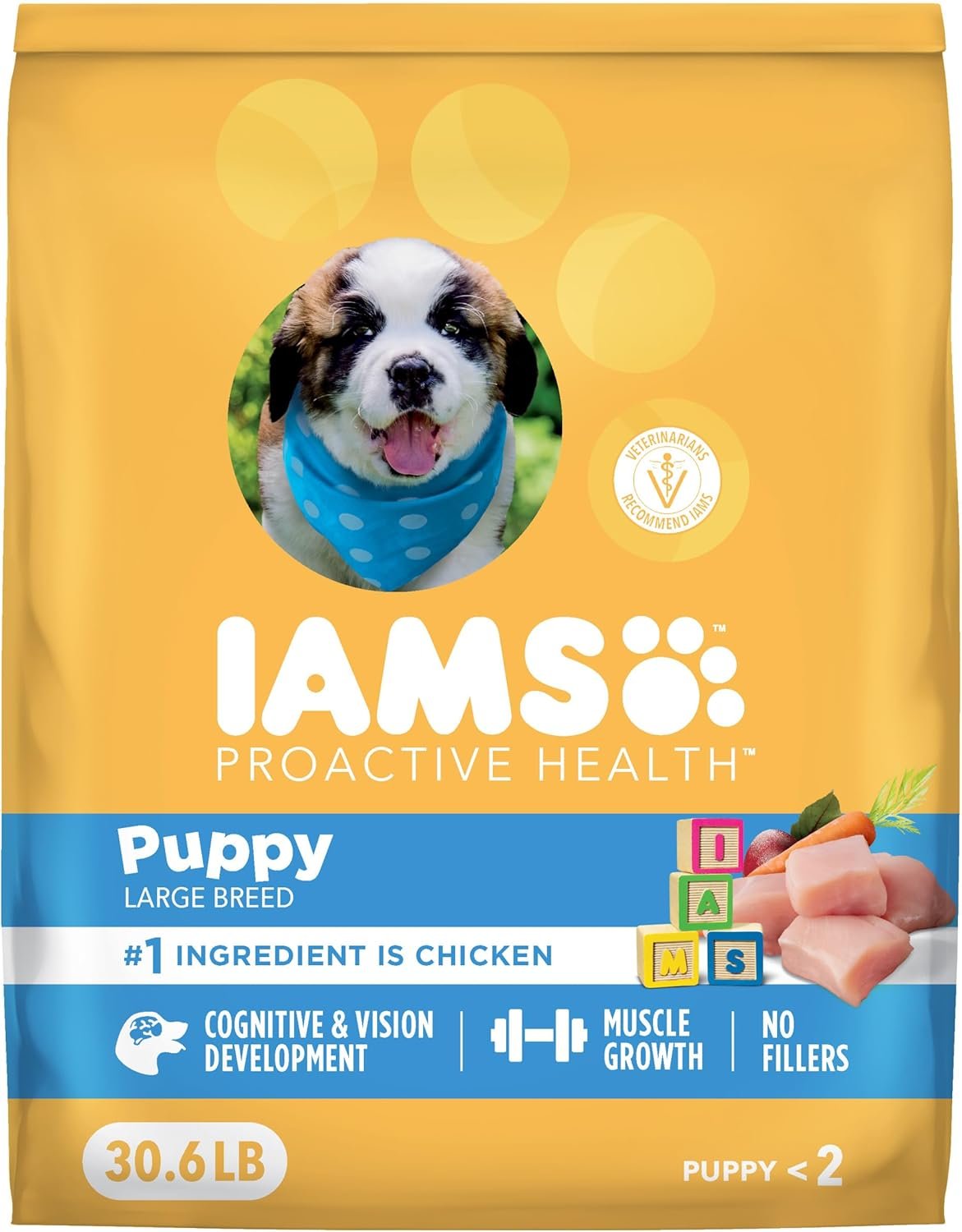 IAMS Proactive Health Large Breed Puppy Dry Dog Food, Chicken, 30.6 lb IAMS Proactive Health Large Breed Puppy Dry Dog Food, Chicken, 30.6 lb