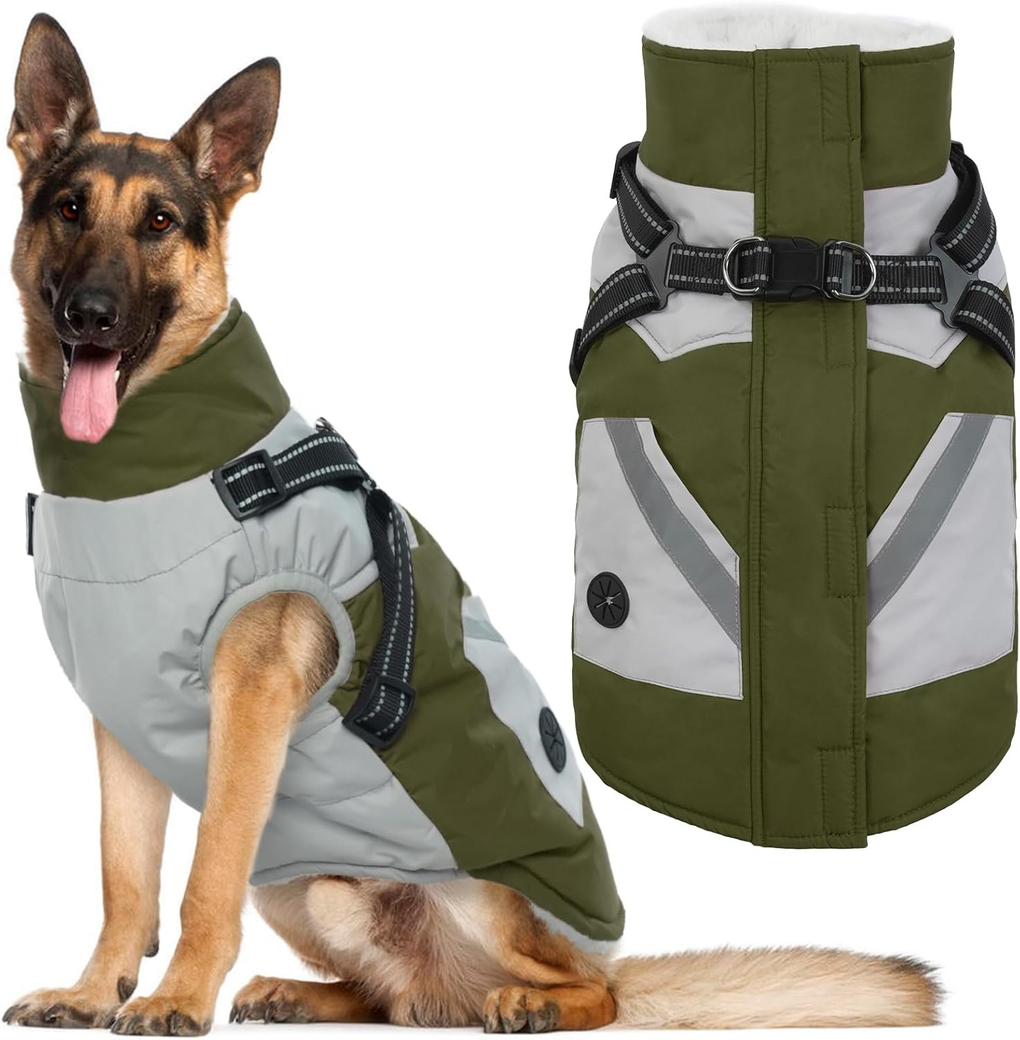IECOii Dog Coat for Large Dogs – Waterproof Winter Fleece Jacket, XLarge IECOii Dog Coat for Large Dogs – Waterproof Winter Fleece Jacket, XLarge
