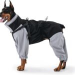 IECOii Dog Raincoat with Built-in Harness, Waterproof & Windproof 4-Leg Rain Jacket with Hidden Hood, Reflective & Adjustable Rain Gear for Medium Large Giant Dogs – Ideal for Outdoor Walking & Hiking