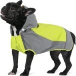 IECOii Dog Raincoat,Waterproof Rain Jacket for Medium Dogs,Adjustable Pet Rain Coat with Magic Sticker Closure,Reflective Doggy Raincoat with Hood,Perfect for Night Walking,Green,M