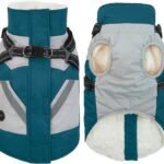 IECOii Dog Winter Jacket for Small Dogs, Dog Coat with Harness Built in