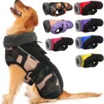 IECOii Extra Warm Dog Coat – Reflective Adjustable Jacket With Buckle Fleece Turtleneck for Cold Weather – Soft Winter Coat for Small Medium Extra Large Dogs – Green Camo