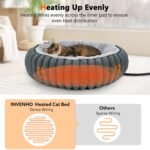 INVENHO Heated Cat Beds for Indoor Cats and Small Dogs, 20" Cozy Donut Heated Pet Bed with Timer & Temp Adjustable, Removable Waterproof Electric Warming Bed for Indoor Cat - Image 2