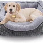 INVENHO Medium Dog Beds for Medium Dogs Washable, Rectangle Dog Bed Medium Size Dog, Orthopedic Dog Bed, Warming Soft Calming Sleeping Puppy Bed Durable Pet Bed with Anti-Slip Bottom M(30″x24″x9″)