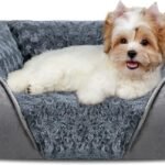 INVENHO Rectangle Washable Orthopedic Dog Bed for Small, Medium and Large Dogs, Soft Calming, Sleeping Puppy Bed Durable Pet Cuddler with Anti-Slip Bottom, S (20″x19″x6″)