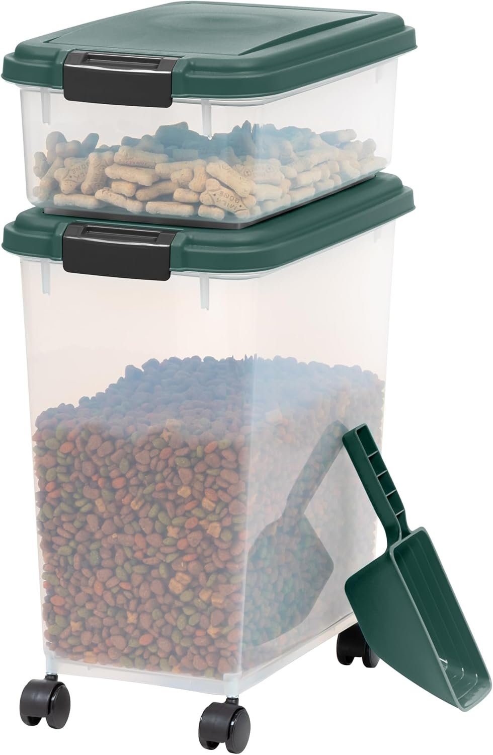 IRIS USA Airtight Pet Food Container, Up to 30 lbs & 11 lbs, Green IRIS USA Airtight Pet Food Container, Up to 30 lbs & 11 lbs, Green
