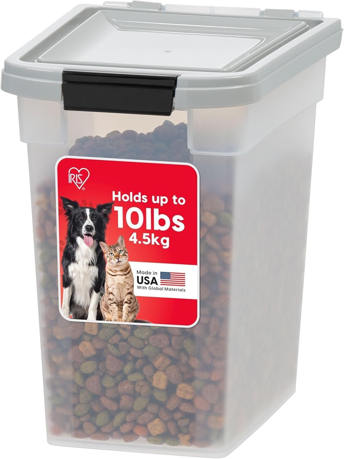 IRIS USA Dog Food Storage Container, Up to 10 lbs, Clear/Gray, Made in USA IRIS USA Dog Food Storage Container, Up to 10 lbs, Clear/Gray, Made in USA