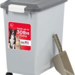 IRIS USA Dog Food Storage Container, Up to 30 lbs, Gray/Dark Gray