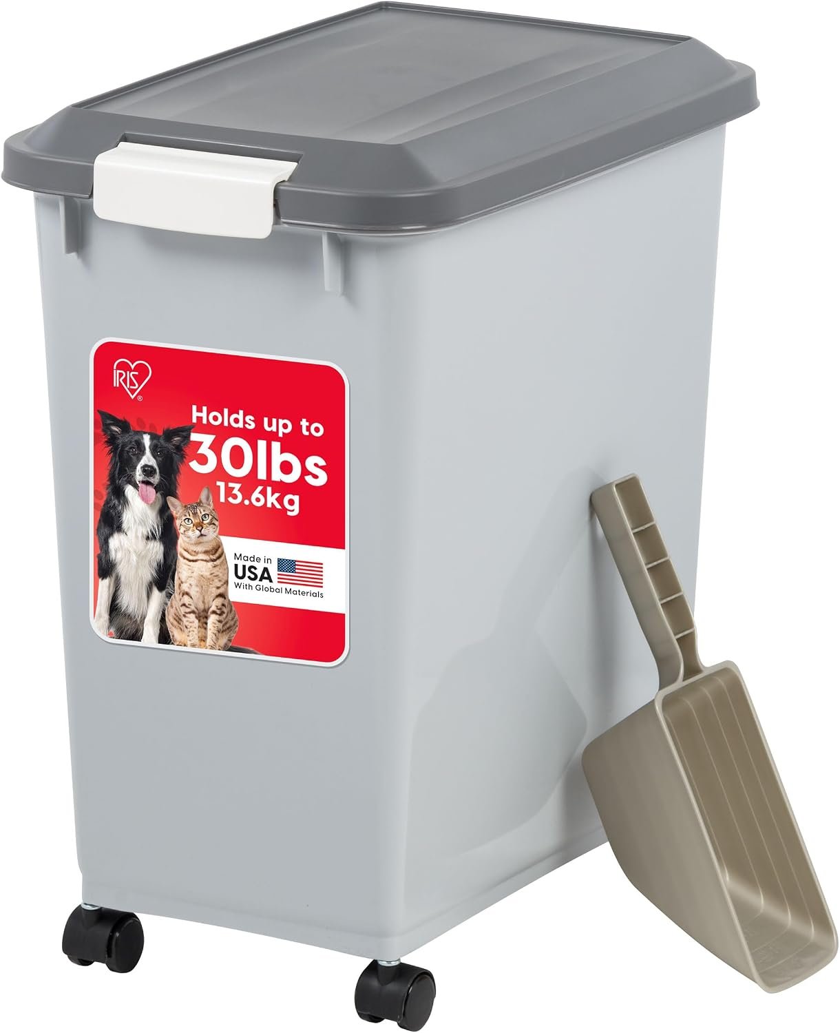 IRIS USA Dog Food Storage Container, Up to 30 lbs, Gray/Dark Gray IRIS USA Dog Food Storage Container, Up to 30 lbs, Gray/Dark Gray