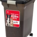 IRIS USA Dog Food Storage Container, Up to 42 lbs, Smoke, Made in USA