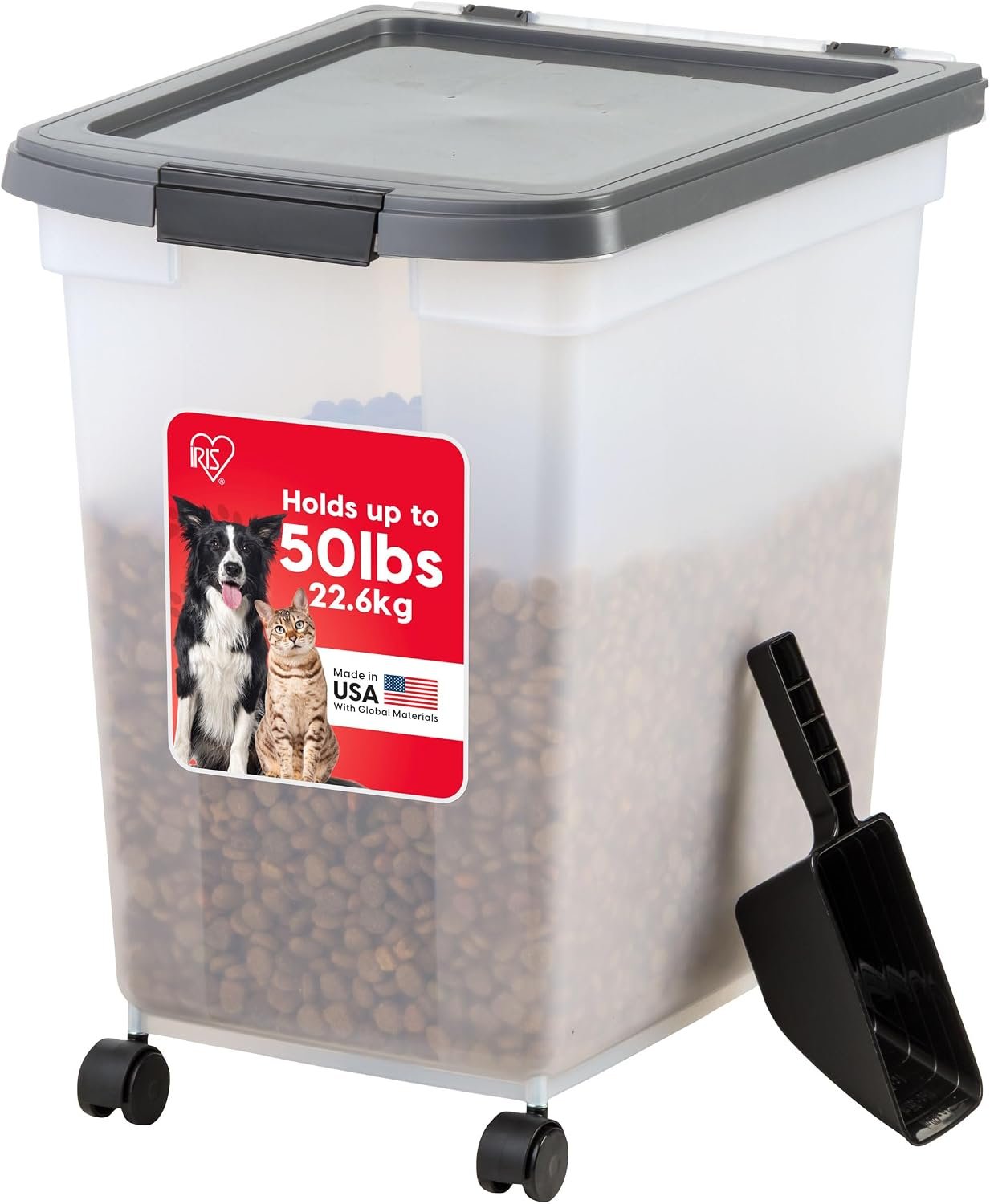 IRIS USA Dog Food Storage Container, Up to 50 lbs, Dark Gray, Made in USA IRIS USA Dog Food Storage Container, Up to 50 lbs, Dark Gray, Made in USA