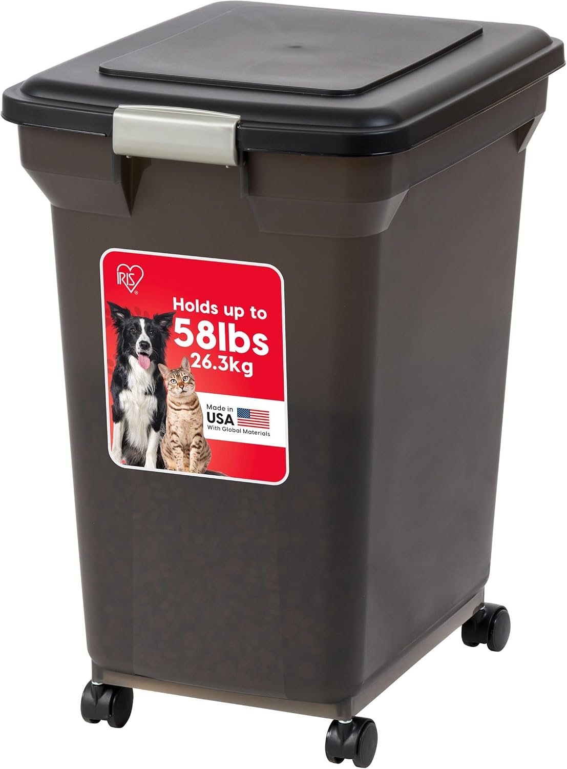 IRIS USA Dog Food Storage Container, Up to 58 lbs, Smoke Black, Made in USA IRIS USA Dog Food Storage Container, Up to 58 lbs, Smoke Black, Made in USA