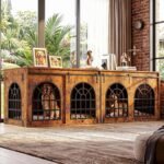IRONCK 90.2″ Double Dog Crate Furniture with Hinged Divider