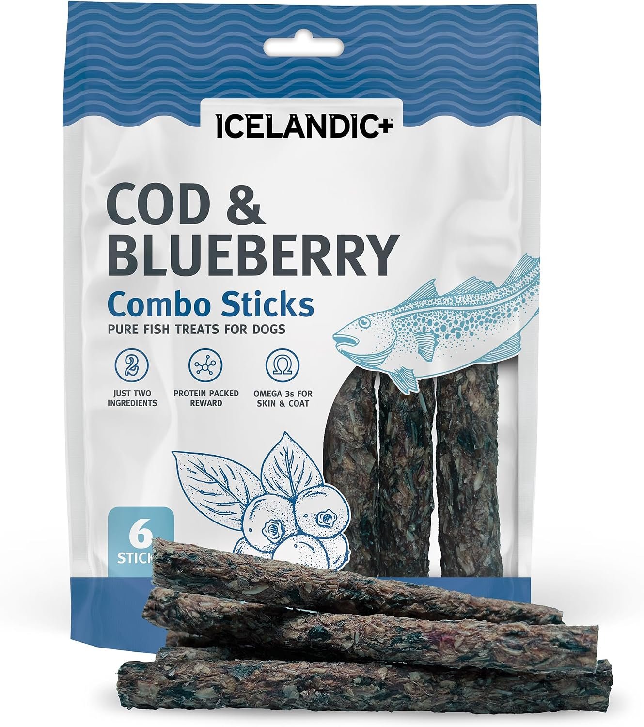 Icelandic+ 6 Count Cod & Blueberry Combo Sticks – Crunchy Dog Treats Icelandic+ 6 Count Cod & Blueberry Combo Sticks – Crunchy Dog Treats