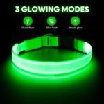 Illumifun LED Dog Collar, USB-C Rechargeable Light Up Collar Glow in Dark, Adjustable Pet Safety Lights for Night Walking Camping (Green, Large) - Image 2