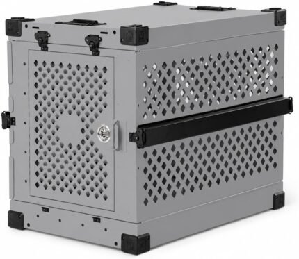Impact Collapsible Dog Crate - Heavy Duty Travel Aluminum Kennel, Gray 30"