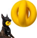 Indestructible Dog Ball - Lifetime Replacement - Durable Dog Toy for Aggressive Chewers - Safe, Non-Toxic Natural Rubber - Chew, Tug & Fetch - Tough, Heavy Duty Chew Toy - 4” (Softball Size)