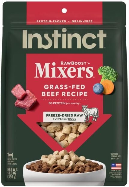 Instinct Raw Boost Mixers Freeze Dried Dog Food Toppers For Dry Food, Grain Free Dog Food Toppers with Beef For Dogs, 14 oz