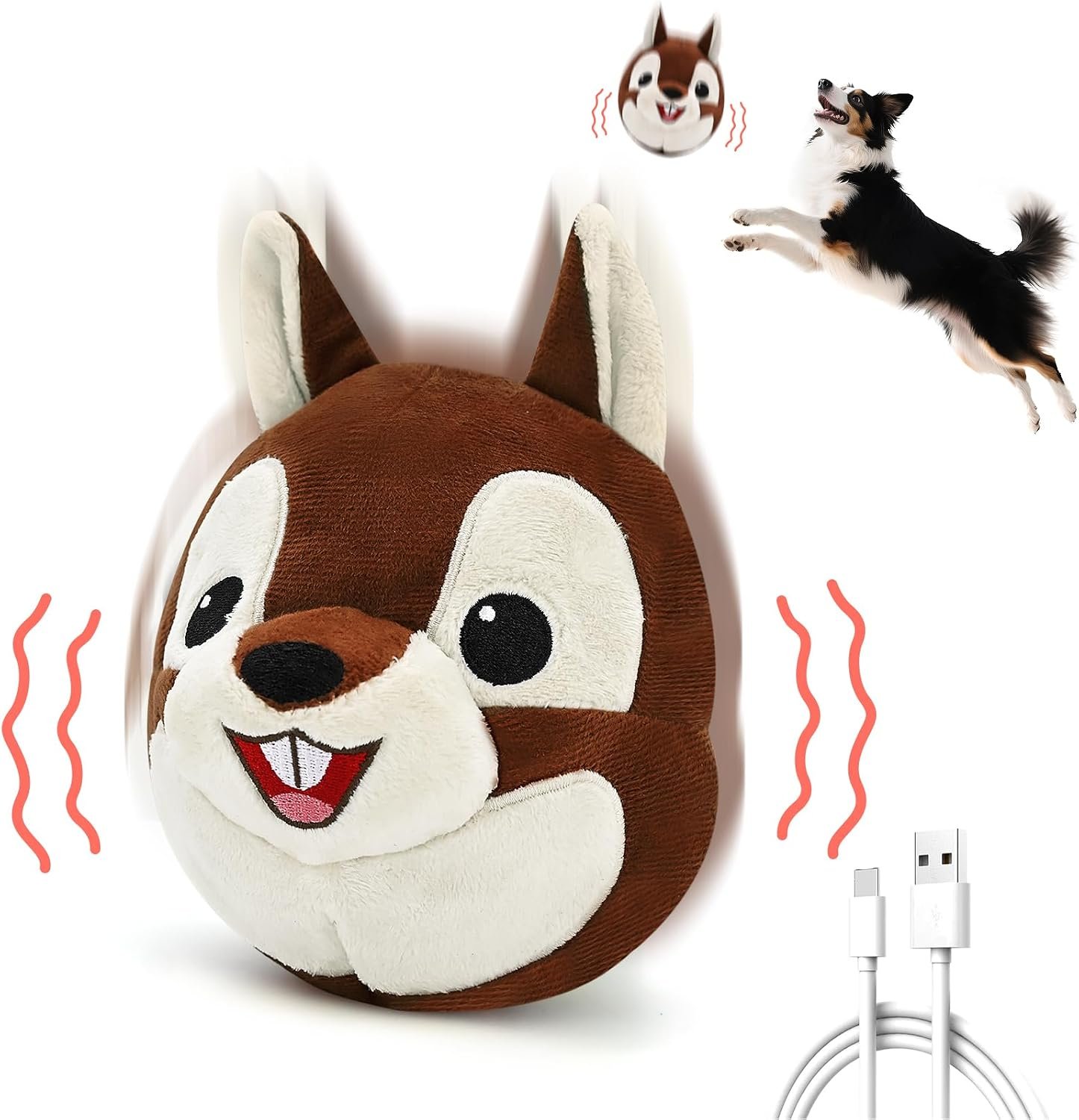 Interactive Dog Toys – Auto Bounce, Move & Vibrate with Sound, Talking Squirrel Puppy Toy for Small Medium Large Dogs, Rechargeable Durable Toy for Anxiety Relief, Boredom & Indoor Play Interactive Dog Toys – Auto Bounce, Move & Vibrate with Sound, Talking Squirrel Puppy Toy for Small Medium Large Dogs, Rechargeable Durable Toy for Anxiety Relief, Boredom & Indoor Play