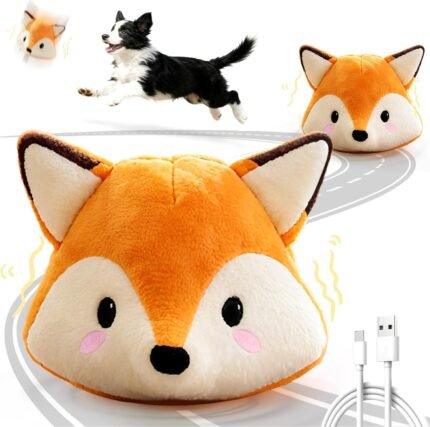 Interactive Fox Puppy Toy for Boredom Relief – Automatic Self-Moving, Bouncing & Vibrating with Sound for Entertainment & Play | Rechargeable & Chew-Resistant for All Breed Sizes