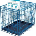 Internet’s Best Double Door Steel Crates Collapsible and Foldable Wire Dog Kennel, 24 Inch (Small), Blue