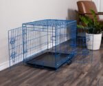 Internet's Best Double Door Steel Crates Collapsible and Foldable Wire Dog Kennel, 24 Inch (Small), Blue - Image 2