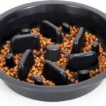 JASGOOD Dog Slow Feeder Bowl – Reduce Slip Puzzle Bowl for Elevated Pet Feeders – Interactive Bloat Stop Dog Dishes – Dark Gray, Fit Opening 7.5″-8″