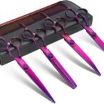 JASON Dog Grooming Scissors Set – Professional 6 in 1 Purple Shears Kit