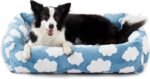 JOEJOY Cute Dog Bed Medium Size Dog, Rectangle Soft Furry Dog Beds for Large Medium Dogs, Washable Orthopedic Pet Bed with Removable Zipper Cover, Blue