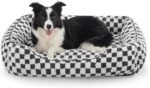 JOEJOY Dog Bed for Large Medium Small Dogs - Rectangle Orthopedic Dog Sofa Bed, Cute Modern Puppy Bed with Jacquard Shaggy Plush & Anti Slip Bottom, 30x24x9inches, Grey