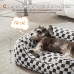 JOEJOY Dog Bed for Large Medium Small Dogs - Rectangle Orthopedic Dog Sofa Bed, Cute Modern Puppy Bed with Jacquard Shaggy Plush & Anti Slip Bottom, 30x24x9inches, Grey - Image 2