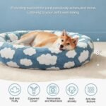JOEJOY Jacquard Donut Round Dog Beds Medium Sized Dog,Blue 30x30x8in, Removable Washable Cover, Cute Pattern, Ultra Soft Fluffy Calming Pet Bed with Thick Supportive Bolster - Image 2