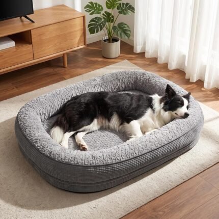 JOEJOY Orthopedic Dog Bed for Large Dogs, 360° Oval Bolster, 35″